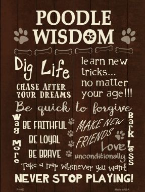 P-1663 Poodle Wisdom Metal Novelty Parking Sign - 1 x 2 in -  Smart Blonde