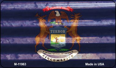 M-11963 Michigan Corrugated Flag Novelty Magnet - 1 x 2 in.