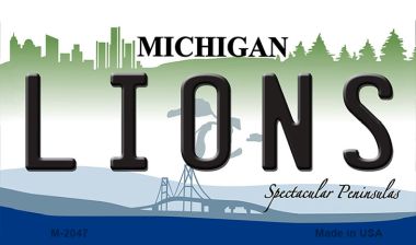 M-2047 Lions Michigan State License Plate Magnet - 3.5 x 2 in.