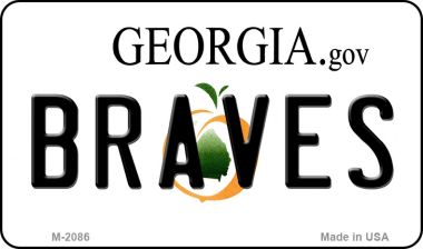 M-2086 Braves Georgia State License Plate Magnet - 3.5 x 2 in.