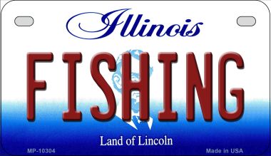 Fishing Illinois Novelty Metal Motorcycle Plate MP-10304