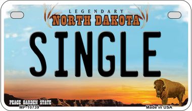 Single North Dakota Novelty Metal Motorcycle Plate MP-10739