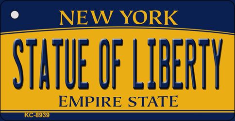 KC-8939 Statue of Liberty New York State License Plate Key Chain - 1 x 2 in.