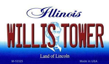M-10325 Willis Tower Illinois State License Plate Magnet - 1 x 2 in.