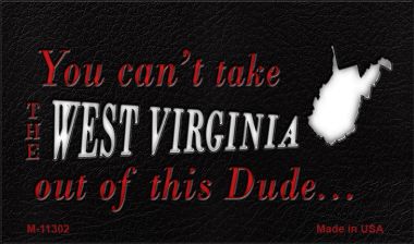 M-11302 West Virginia Dude Magnet Novelty Metal - 3.5 x 2 in -  Smart Blonde