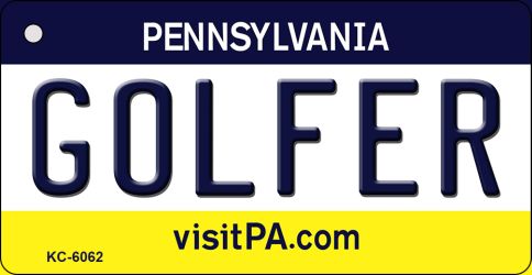 KC-6062 Golfer Pennsylvania State License Plate Key Chain - 3 x 6 in.