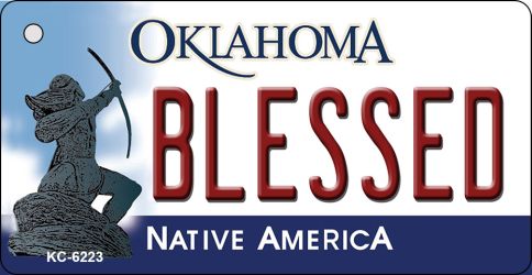 KC-6223 Blessed Oklahoma State License Plate Novelty Key Chain - 3 x 6 in.
