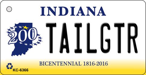KC-6366 Tailgtr Indiana State License Plate Novelty Key Chain - 3 x 6 in.