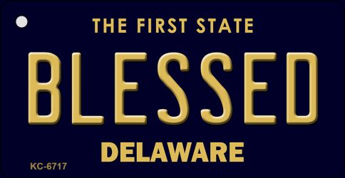 KC-6717 Blessed Delaware State License Plate Key Chain - 3 x 6 in.