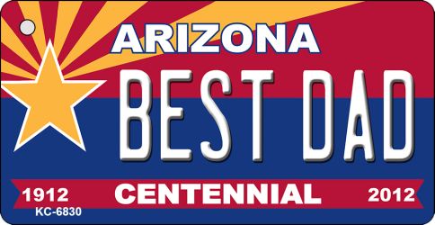 KC-6830 Best Dad Arizona Centennial State License Plate Key Chain - 3 x 6 in.