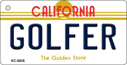 KC-6836 Golfer California State License Plate Key Chain - 3 x 6 in.