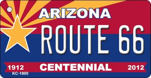 KC-1800 Route 66 Arizona Centennial State License Plate Key Chain - 1.5 x 3 in.