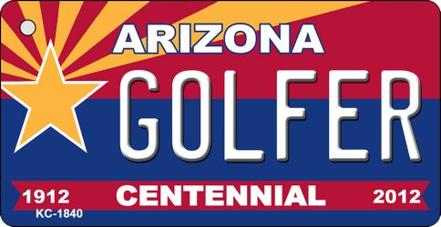 KC-1840 Golfer Arizona Centennial State License Plate Key Chain - 1.5 x 3 in.