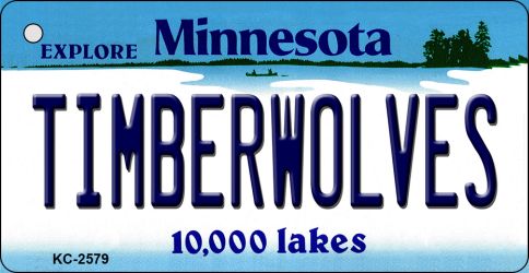 KC-2579 Timberwolves Minnesota State License Plate Key Chain - 1.5 x 3 in.