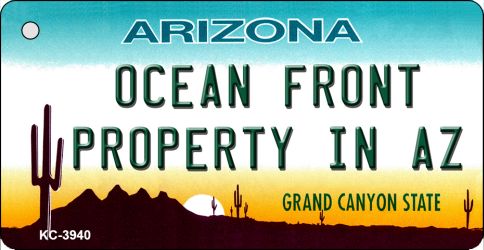 KC-3940 Ocean Front Property in AZ State License Plate Key Chain - 3.5 x 2 in.