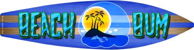 SB-092 Beach Bum Novelty Surfboard Sign - 1.5 x 3 in.