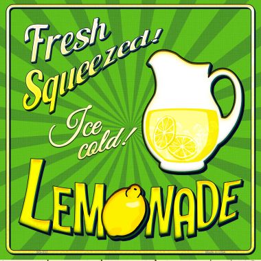 SQ-332 Fresh Squeezed Ice Cold Lemonade Novelty Square Sign - 6 x 1.5 in.