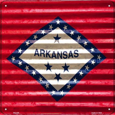 SQ-428 Arkansas Flag Corrugated Effect Novelty Square Sign - 6 x 1.5 in.