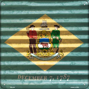 SQ-432 Delaware Flag Corrugated Effect Novelty Square Sign - 6 x 1.5 in.