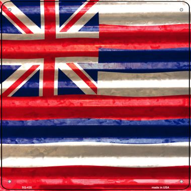 SQ-435 Hawaii Flag Corrugated Effect Novelty Square Sign - 6 x 1.5 in.