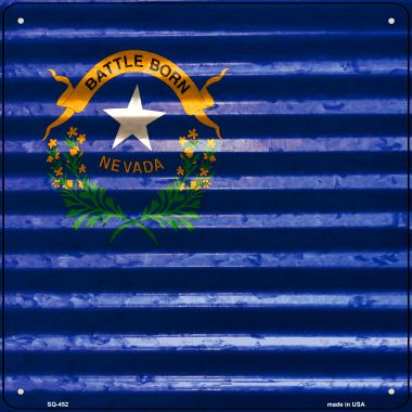 SQ-452 Nevada Flag Corrugated Effect Novelty Square Sign - 6 x 1.5 in.