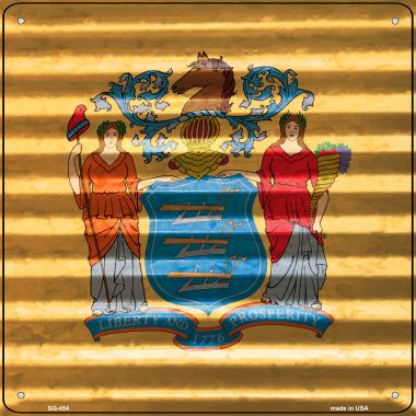 SQ-454 New Jersey Flag Corrugated Effect Novelty Square Sign - 6 x 1.5 in.