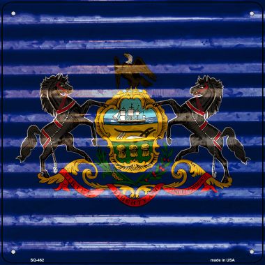 SQ-462 Pennsylvania Flag Corrugated Effect Novelty Square Sign - 6 x 1.5 in.