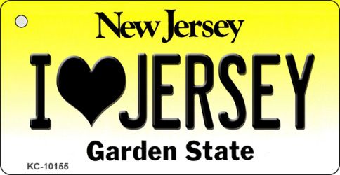 KC-10155 I Love Jersey New Jersey State License Plate Key Chain - 1.5 x 3 in.