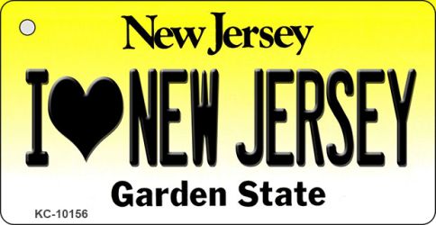 KC-10156 I Love New Jersey New Jersey State License Plate Key Chain - 1.5 x 3 in.