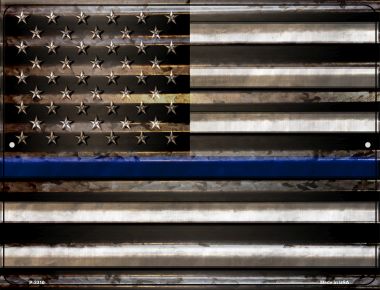 P-2310 American Flag Thin Blue Line Novelty Parking Sign - 1.5 x 3 in -  Smart Blonde