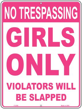 P-2389 Girls Only No Trespassing Metal Novelty Parking Sign - 1.5 x 3 in -  Smart Blonde