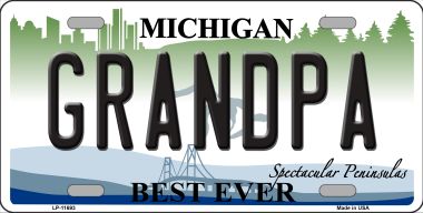 Grandpa Michigan Novelty License Plate - 1 x 2 in.