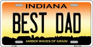 LP-11799 Best Dad Indiana Novelty License Plate - 1 x 2 in.