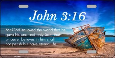 John 3 16 Beach Novelty License Plate - 1 x 2 in.