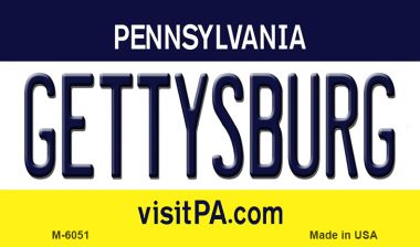 M-6051 Gettysburg Pennsylvania State License Plate Magnet - 7 x 4 in.