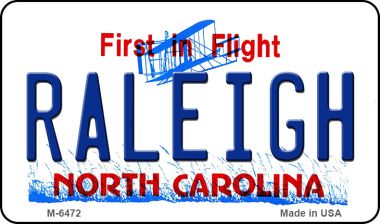 Raleigh North Carolina State License Plate Tag Magnet M-6472