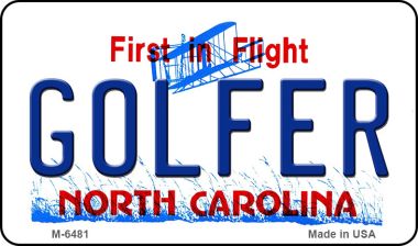 M-6481 Golfer North Carolina State License Plate Magnet - 7 x 4 in.