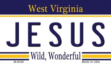 M-6526 Jesus West Virginia State License Plate Magnet - 7 x 4 in -  Smart Blonde