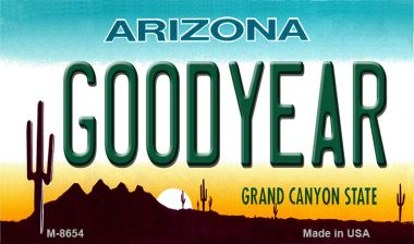M-8654 Goodyear Arizona State License Plate Magnet - 7 x 4 in.