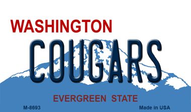 M-8693 Cougars Washington State License Plate Magnet - 7 x 4 in.