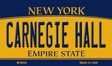 M-8954 Carnegie Hall New York State License Plate Magnet - 7 x 4 in.