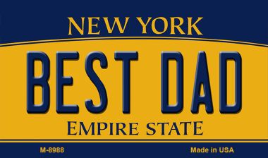 M-8988 Best Dad New York State License Plate Magnet - 7 x 4 in.