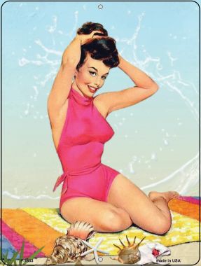 P-1833 Pink Bathing Suit Girl Vintage Pinup Parking Sign - 1 x 2 in -  Smart Blonde