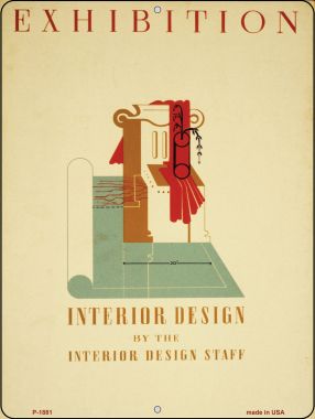 P-1881 Interior Design Vintage Poster Parking Sign - 9 x 12 in.