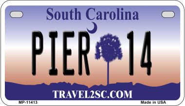 Pier 14 South Carolina Novelty Metal Motorcycle Plate MP-11413