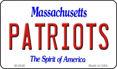 M-2046 Patriots Massachusetts State License Plate Magnet - 3.5 x 2 in.