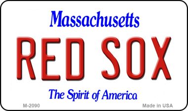 Picture of Smart Blonde M-2090 Red Sox Massachusetts State License Plate Magnet - 3.5 x 2 in.