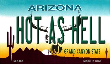M-4454 Hot As Hell Skull Arizona State License Plate Magnet - 3.5 x 2 in.