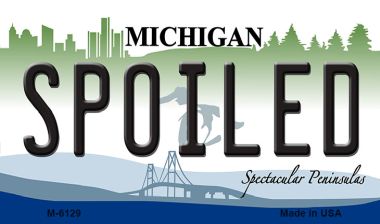 M-6129 Spoiled Michigan State License Plate Novelty Magnet - 3.5 x 2 in.