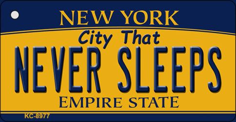 KC-8977 Never Sleeps New York State License Plate Key Chain - 1.5 x 3 in.